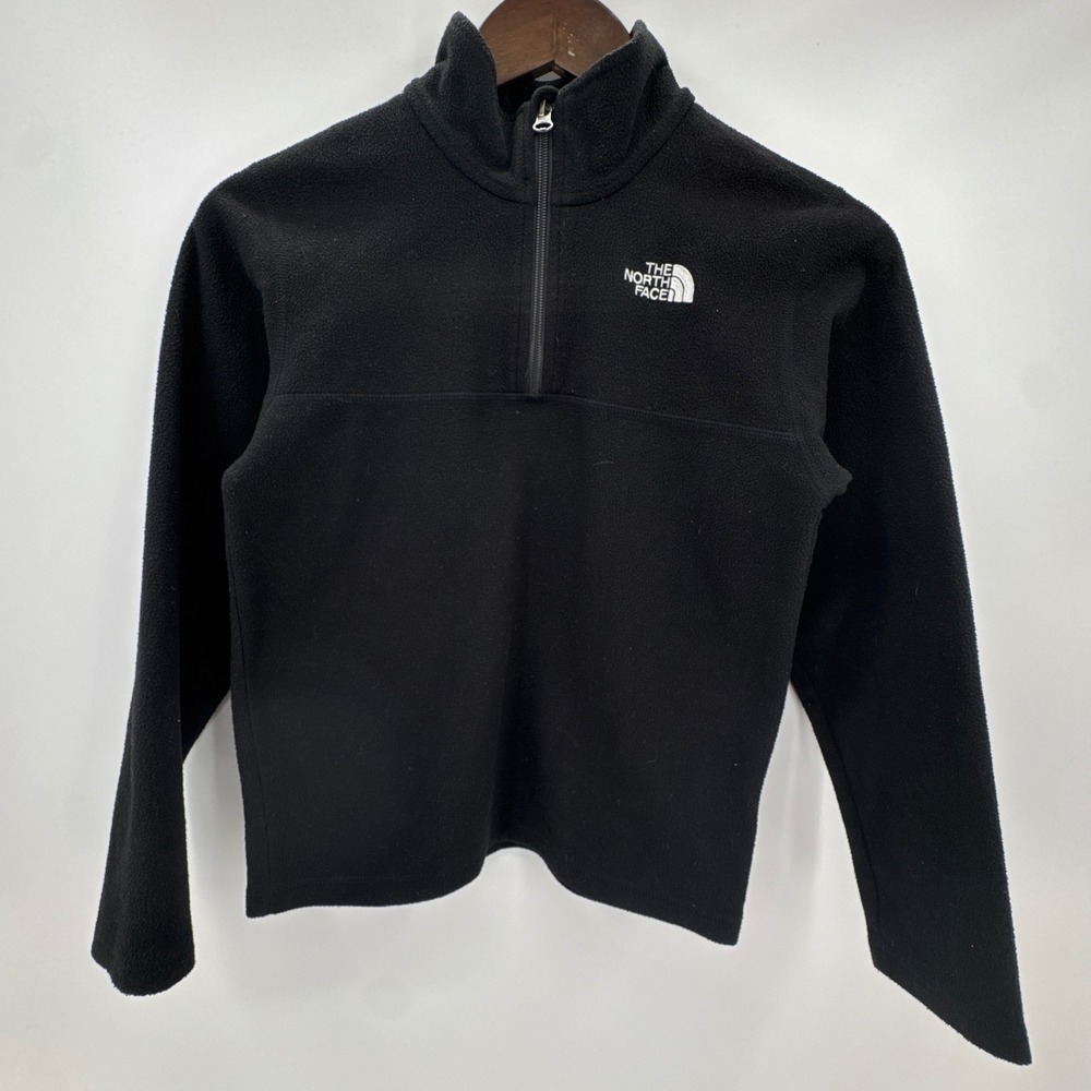 The North Face Glacier Fleece Sweater Boys Medium 10/12 Black Mock‎ Neck 1/4 Zip